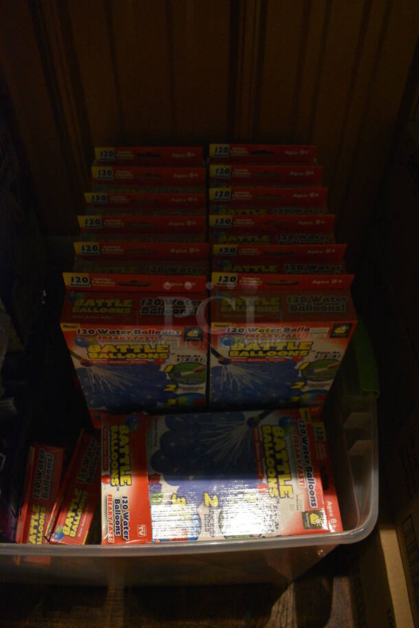 ALL ONE MONEY! Lot of Bunch o Balloons and Battle Balloons in Clear Poly Bin. (bar) - Image 3 of 6