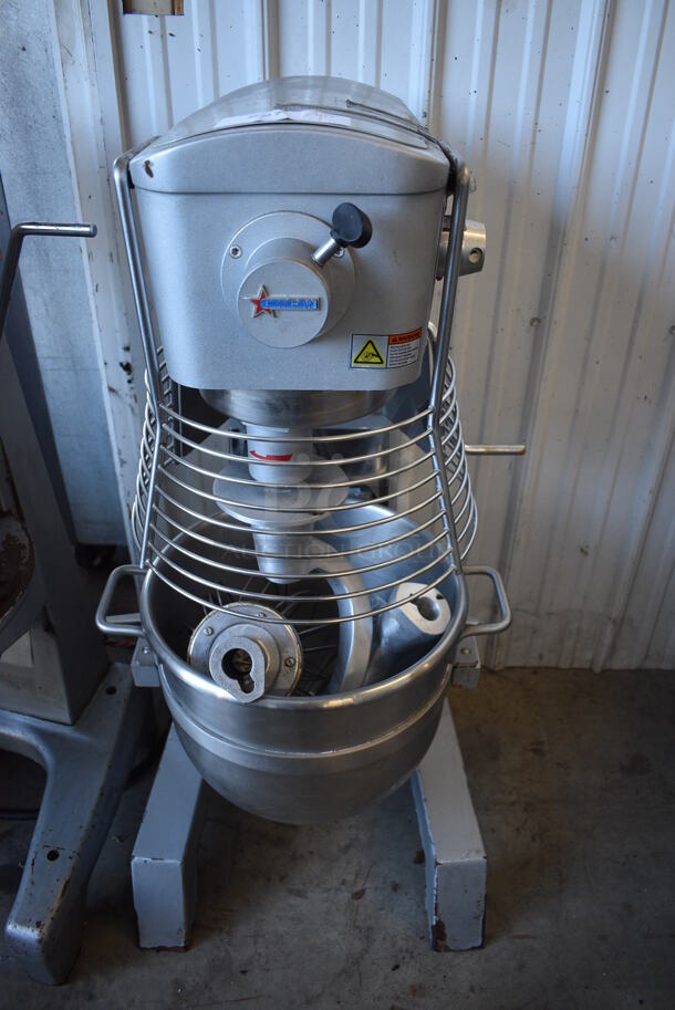 2017 Omcan Model SF300A Metal Commercial Floor Style 30 Quart Planetary Dough Mixer w/ Stainless Steel Mixing Bowl, Bowl Guard, Dough Hook, Paddle and Whisk Attachments. 110 Volts, 1 Phase. 22x24x45.5. Tested and Working w/ The Use of the Pull Chain - Image 2 of 6