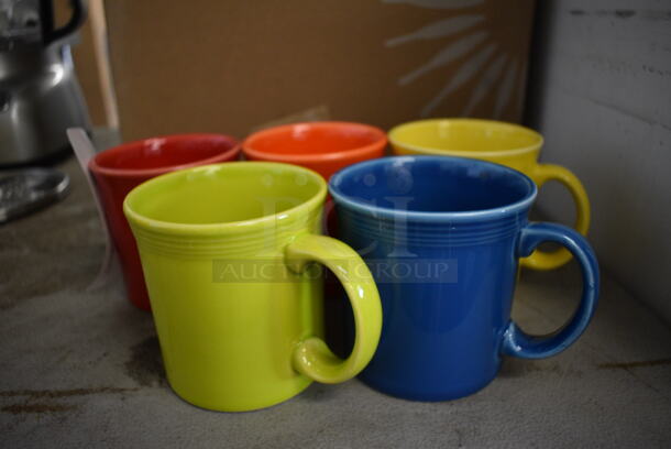 5 Various Colored Fiestaware Ceramic Mugs. 5x3.5x4. 5 Times Your Bid!