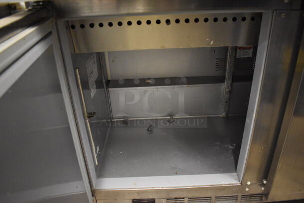 Beverage Air SPE72HC-30M Stainless Steel Commercial Prep Table w/ Sneeze Guard on Commercial Casters. 115 Volts, 1 Phase. 72x33x60. Tested and Working! - Image 9 of 12