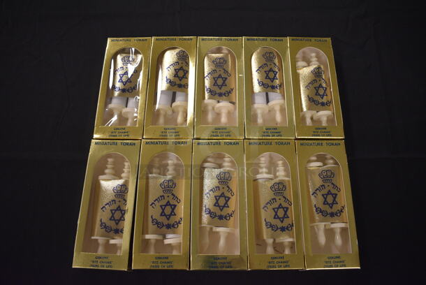 10 IN ORIGINAL BOX! Miniature Torah with Genuine 