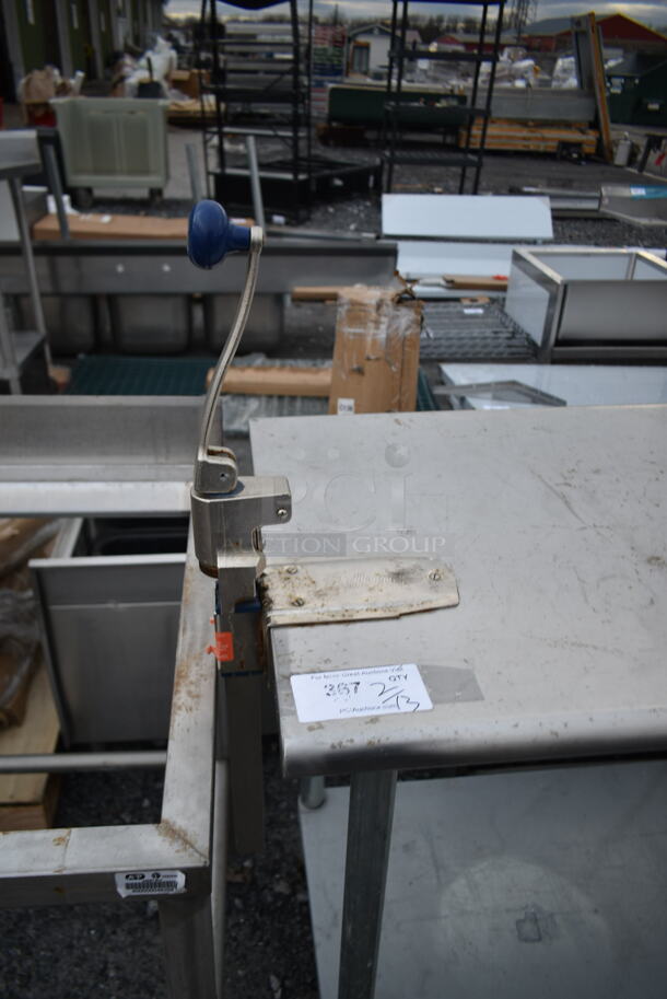 Stainless Steel Commercial Table w/ Mounted Commercial Can Opener and Metal Under Shelf. - Image 5 of 5