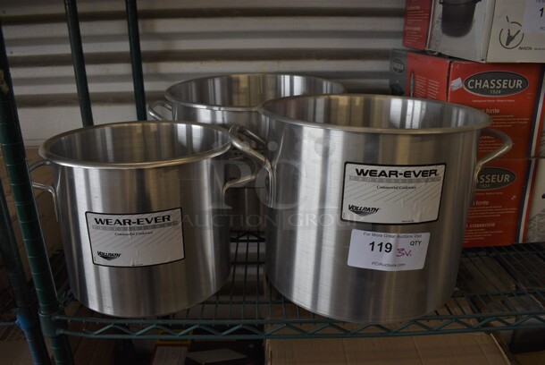 3 Various BRAND NEW! Vollrath Metal Stock Pots. 16.5x13x10.5, 19x15x10, 14x11x9. 3 Times Your Bid!