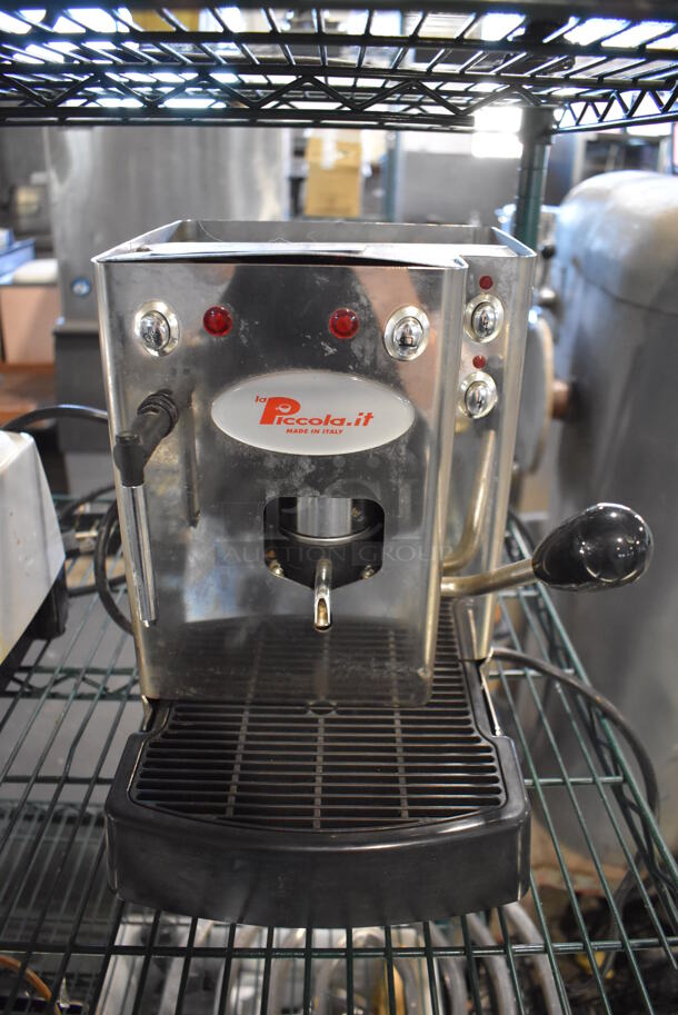 Piccola Sara Acciaio Vapore Stainless Steel Commercial Countertop Single Group Espresso Machine w/ Steam Wand. 9x12x12