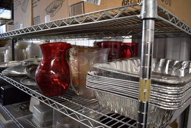 ALL ONE MONEY! Tier Lot of Various Items Including Metal Lids, Bread Baskets and Poly Pitcher - Image 7 of 7