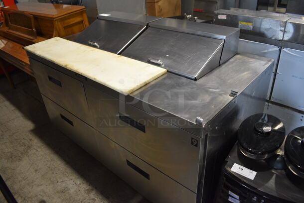 Delfield Model UCD4464N-12-DD5 Stainless Steel Commercial Sandwich Salad Prep Table Bain Marie Mega Top w/ 4 Drawers on Commercial Casters. 115 Volts, 1 Phase. 64.5x32x40. Tested and Working! - Image 1 of 9