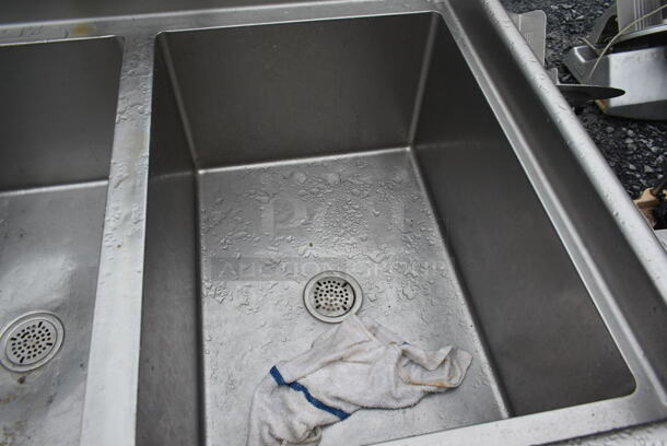 Stainless Steel Commercial 3 Bay Sink w/ Left Side Drain Board, 2 Faucets and 2 Handle Sets. Bays 20x28. Drain Boards 22x31 - Image 6 of 7