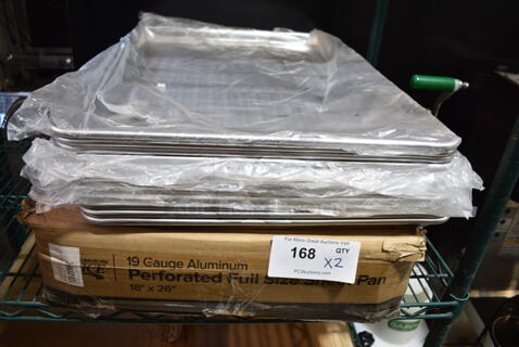 2 Boxes of 12 BRAND NEW SCRATCH AND DENT! Choice Full Size Metal Baking Pans; Box is Perforated Pans. 2 Times Your Bid! 