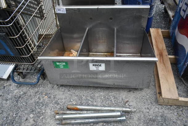 Stainless Steel Commercial 3 Bay Sink w/ 4 Legs. Bays 11.5x21x12.5