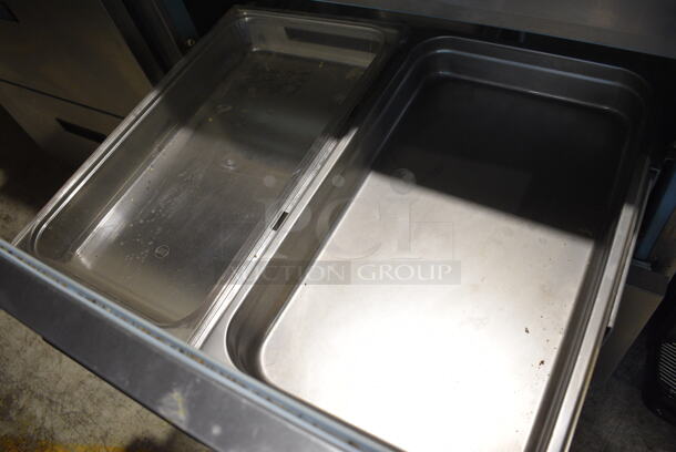 Delfield Model UCD4464N-12-DD5 Stainless Steel Commercial Sandwich Salad Prep Table Bain Marie Mega Top w/ 4 Drawers on Commercial Casters. 115 Volts, 1 Phase. 64.5x32x40. Tested and Working! - Image 6 of 9