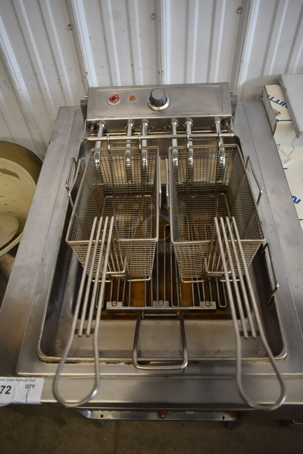 Wells F1016 Stainless Steel Commercial Electric Powered Deep Fat Fryer w/ 2 Metal Fry Baskets and Under Shelf. 208 Volts.  - Image 5 of 7