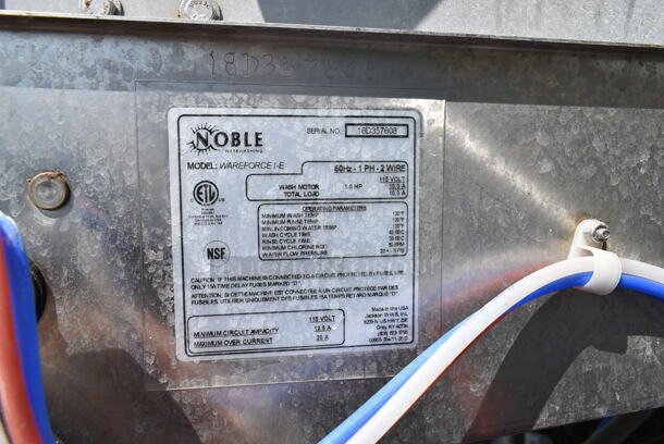 2018 Noble Wareforce I-E Stainless Steel Commercial Straight Pass Through Dishwasher. 115 Volts, 1 Phase.  - Image 9 of 9