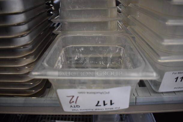 ALL ONE MONEY! Lot of 12 Clear Poly 1/6 Size Drop In Bins. 1/6x4 - Image 1 of 3