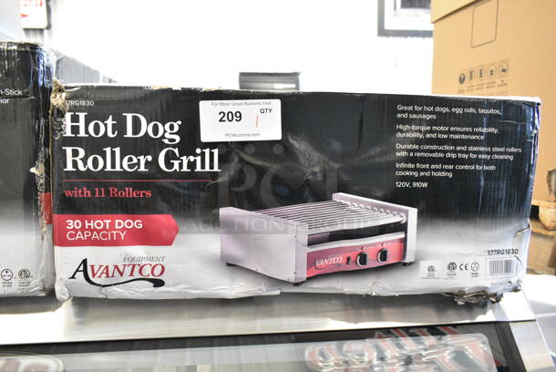 BRAND NEW SCRATCH AND DENT! Avantco 177RG1830 Stainless Steel Commercial 30 Hot Dog Roller Grill with 11 Rollers. 120 Volts, 1 Phase.  - Image 2 of 3