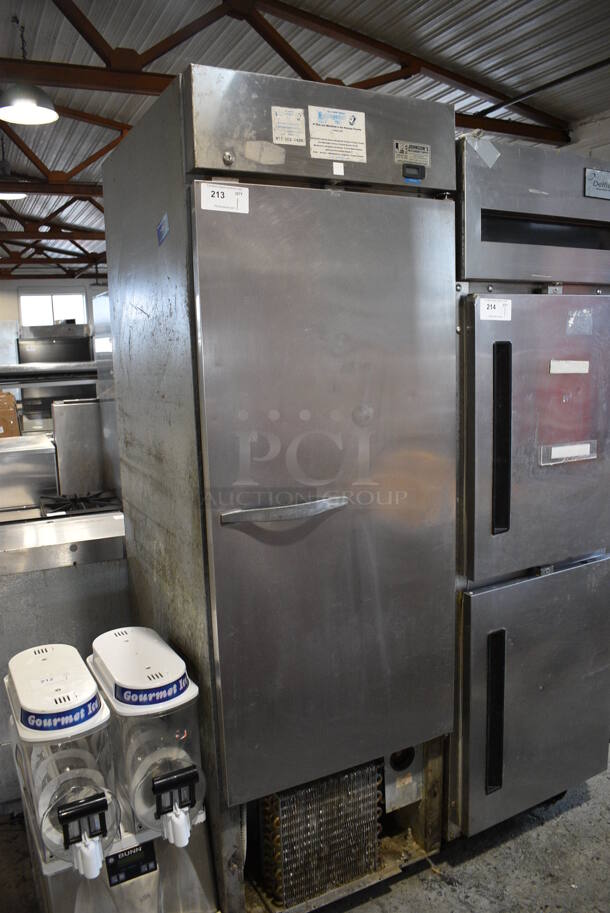 Beverage Air Model KF24-1AS Stainless Steel Commercial Single Door Reach In Freezer on Commercial Casters. 115 Volts, 1 Phase. 25.5x32x83. Tested and Powers On But Does Not Get Cold - Image 1 of 5