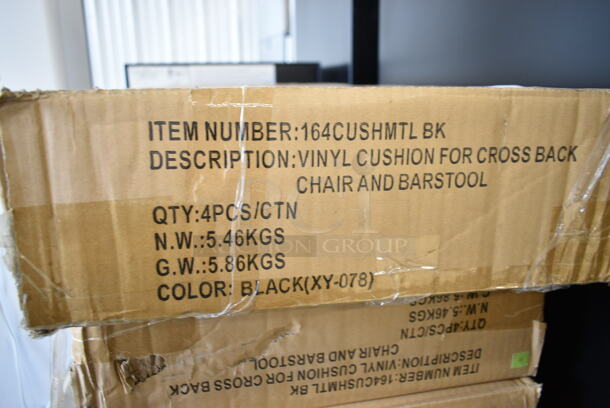 3 Boxes of 4 BRAND NEW SCRATCH AND DENT! Lancaster Table & Seating 164CUSHMTLBK 2 1/2" Black Vinyl Padded Seat for Metal Frame Seating. 3 Times Your Bid!  - Image 3 of 5
