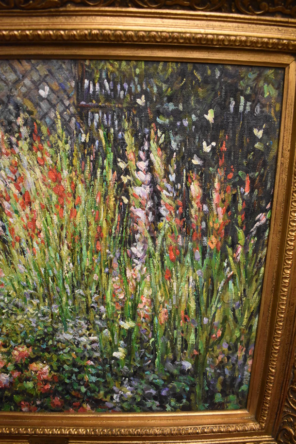 Framed Canvas Painting Reproduction of Gladioli by Claude Monet From Art Dealer Ed Mero! - Image 6 of 8