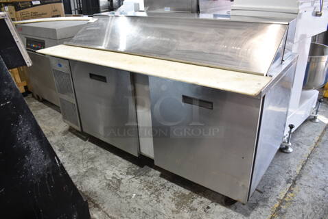 Randell 9045K-7 Stainless Steel Commercial Sandwich Salad Prep Table Bain Marie Mega Top on Commercial Casters. 115 Volts, 1 Phase. Tested and Powers On But Does Not Get Cold