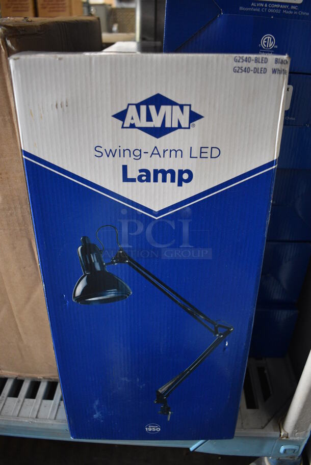 9 BRAND NEW IN BOX! Alvin G2540-BLED Black Metal Swing Arm LED Magnifier Lamps. 9 Times Your Bid!