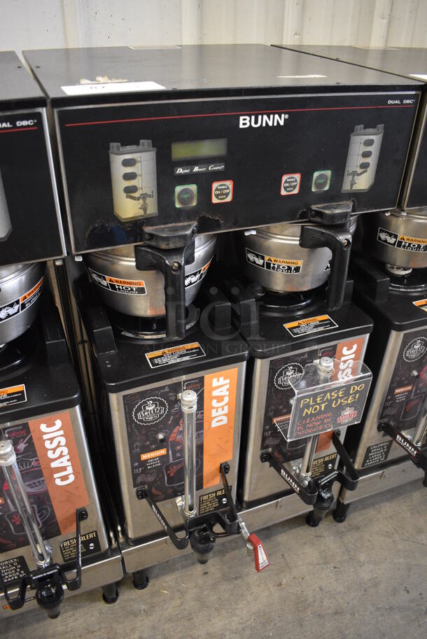 2012 Bunn Model DUAL SH DBC Stainless Steel Commercial Countertop Dual Coffee Machine w/ Hot Water Dispenser, 2 Stainless Steel Brew Baskets and 2 Bunn Model SH SERVER Satellite Servers. 120/208-240 Volts, 1 Phase. 18x24x36. Tested and Working! - Image 3 of 6