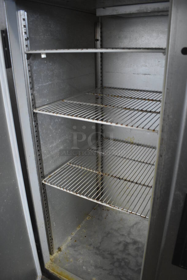 Delfield Model MRR2-S Stainless Steel Commercial 2 Door Reach In Cooler w/ Poly Coated Racks on Commercial Casters. 115 Volts, 1 Phase. 56x34x79. Tested and Powers On But Temps at 51 Degrees - Image 4 of 6