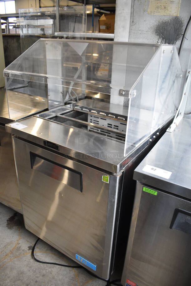 Turbo Air Model MST-26-711S Stainless Steel Commercial Single Door Under Counter Cooler w/ Poly Clear Sneeze Guard. 115 Volts, 1 Phase. 27.5x30x54. Tested and Powers On But Does Not Get Cold - Image 2 of 6