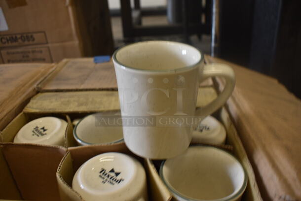 36 BRAND NEW IN BOX! Tuxton TES-017 White Ceramic Tiara Mugs. 4.5x3x3.5. 36 Times Your Bid!