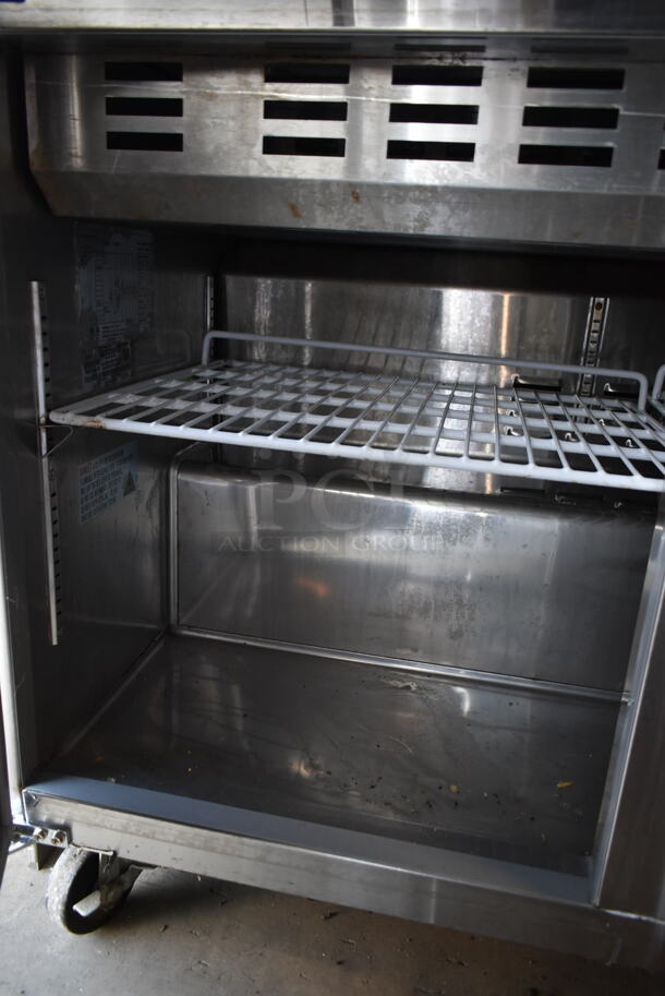 Kelvinator KCMT70.30-HC Stainless Steel Commercial Sandwich Salad Prep Table Bain Marie Mega Top on Commercial Casters. 115 Volts, 1 Phase. Tested and Powers On But Does Not Get Cold - Image 4 of 7