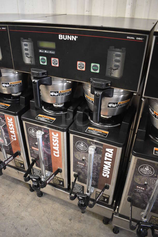 2012 Bunn Model DUAL SH DBC Stainless Steel Commercial Countertop Dual Coffee Machine w/ 2 Stainless Steel Brew Baskets and 2 Bunn Model SH SERVER Satellite Servers. 120/208-240 Volts, 1 Phase. 18x24x36. Tested and Working! - Image 3 of 5