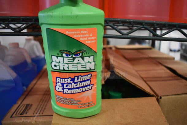 ALL ONE MONEY! Tier Lot of Various Items Including 5 Jugs of Glass Cleaner, NEW Rubbermaid Wet Flat Mops, 4 Boxes of Mean Green Rust Lime and Calcium Cleaner  - Image 5 of 6