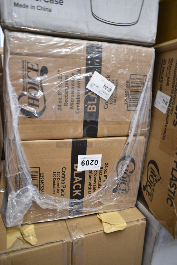 PALLET LOT of 40 BRAND NEW Boxes Including 66TALLFLDB 6" x 13" Dispenser Napkin, 394385L Disposable Latex Gloves for Foodservice, 129MCR38B Choice 38 oz. Black Round Microwavable Heavy Weight Container with Lid - 150/Case, 760IC08B Choice 8 oz. Blue Paper Frozen Yogurt / Food Cup - 1000/Case, 32130.0000 Air Pot, 2 Box 129MCS24B Choice 24 oz. Black Rectangular Microwavable Heavy Weight Container with Lid 8" x 5 1/4" x 2" - 150/Case, Choice 2 oz Portion Cup, 2 Box 3941083M Lavex Medium Gloves, 612LOB225LBC Choice 2.25 lb. Oblong Foil Take-Out Container with Board Lid - 250/Case, 4 Box 130SVSPN600 Visions 6 1/4" Flared Heavy Weight Silver Plastic Spoon - 600/Case, 130WSPOONWP White Spoon, Enjay White Embossed, 2 Box 129MCR38B Choice 38 oz. Black Round Microwavable Heavy Weight Container with Lid - 150/Case, 3 Box WTSB33 American Metalcraft WTSB33 31" Black Wood Folding Tray Stand with Black Straps, Enjay 10" White Embossed Plates, 500CC9 Choice 9 oz. Clear PET Customizable Plastic Squat Cold Cup - 1000/Case. 40 Times Your Bid! - Image 6 of 12