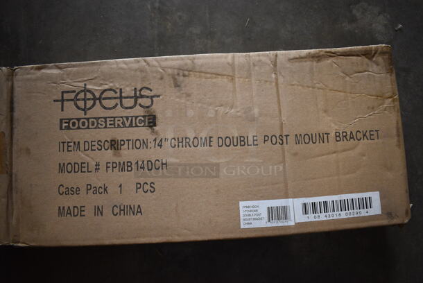 ALL ONE MONEY! Lot of 4 BRAND NEW IN BOX! Focus Chrome Finish Double Post Mount Bracket. 17x3x8 - Image 3 of 3