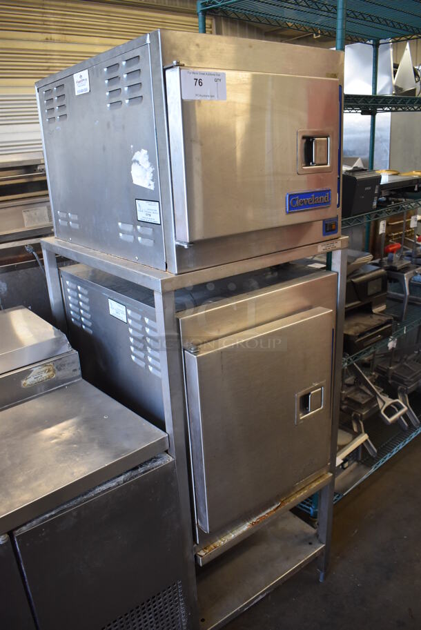 2 Cleveland Stainless Steel Commercial Single Compartment Steam Cabinet on Stainless Steel 2 Tier Equipment Stand. SteamCraft Ultra 5 and SteamCraft Ultra 3. 208 Volts, 3 Phase. 24x32x69. 2 Times Your Bid! - Image 3 of 8