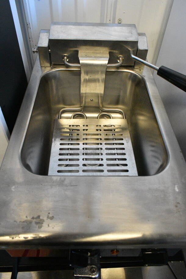 BRAND NEW SCRATCH AND DENT! 2024 Crosson EF-6V Stainless Steel Commercial Countertop Electric Powered Fryer w/ Metal Fry Basket and Lid. 120 Volts, 1 Phase. - Image 6 of 7