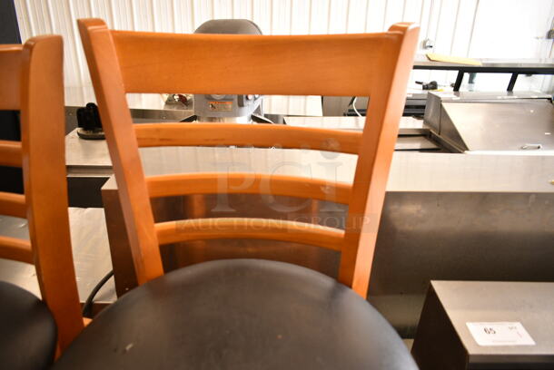 12 Wood Pattern Bar Height Chair w/ Black Seat Cushion. 12 Times Your Bid! - Image 5 of 7