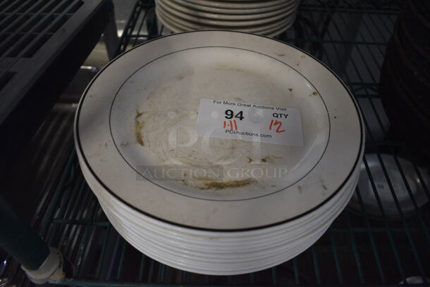 12 White Ceramic Plates. 10.75x10.75x1. 12 Times Your Bid!