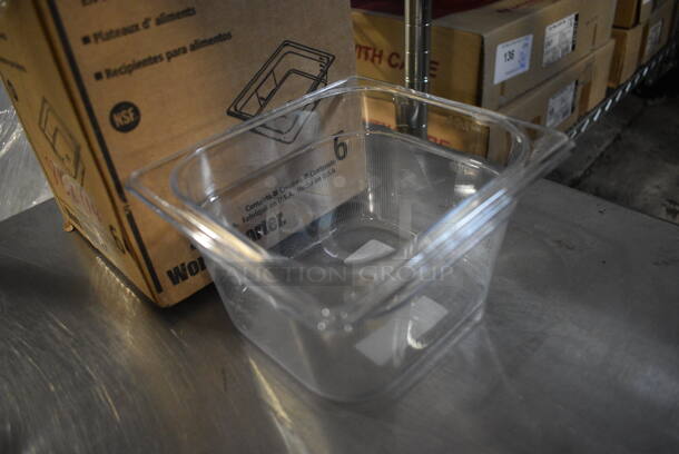 6 BRAND NEW IN BOX! Rubbermaid FG105P00CLR Clear Poly 1/6 Size Drop In Bins. 1/6x4. 6 Times Your Bid! - Image 3 of 6