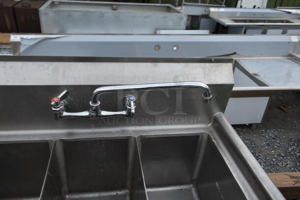 Stainless Steel Commercial 3 Bay Sink w/ Faucet and Handles. Bays 10x14 - Image 3 of 4