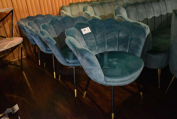 4 Blue Chairs on Metal Legs. 27x24x30. 4 Times Your Bid! (lounge) - Image 2 of 4