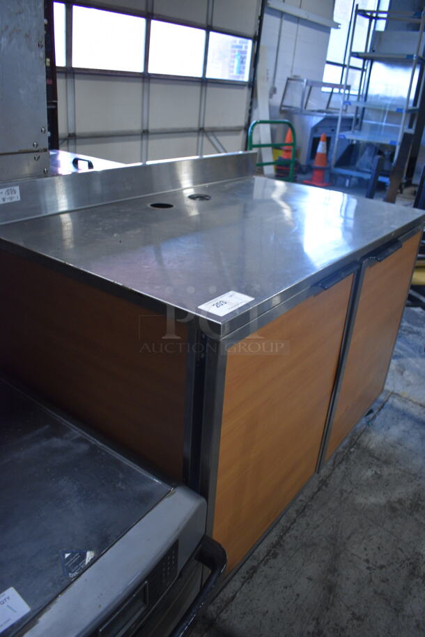 Duke SUB-P-48M Commercial Stainless Steel Beverage Counter Base With 2 Faux Wood Doors On Galvanized Legs. 
