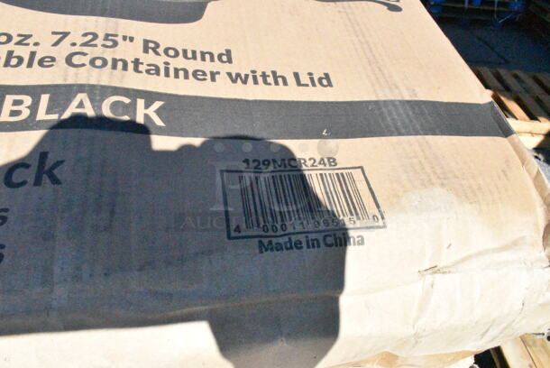 15 BRAND NEW Boxes Including 2 Box 129MCR24B Choice 24 oz. Black Round Microwavable Heavy Weight Container with Lid 7 1/4" - 150/Case, 50016W Choice 16 oz. White Poly Paper Hot Cup - 1000/Case. 15 Times Your Bid!  - Image 10 of 10