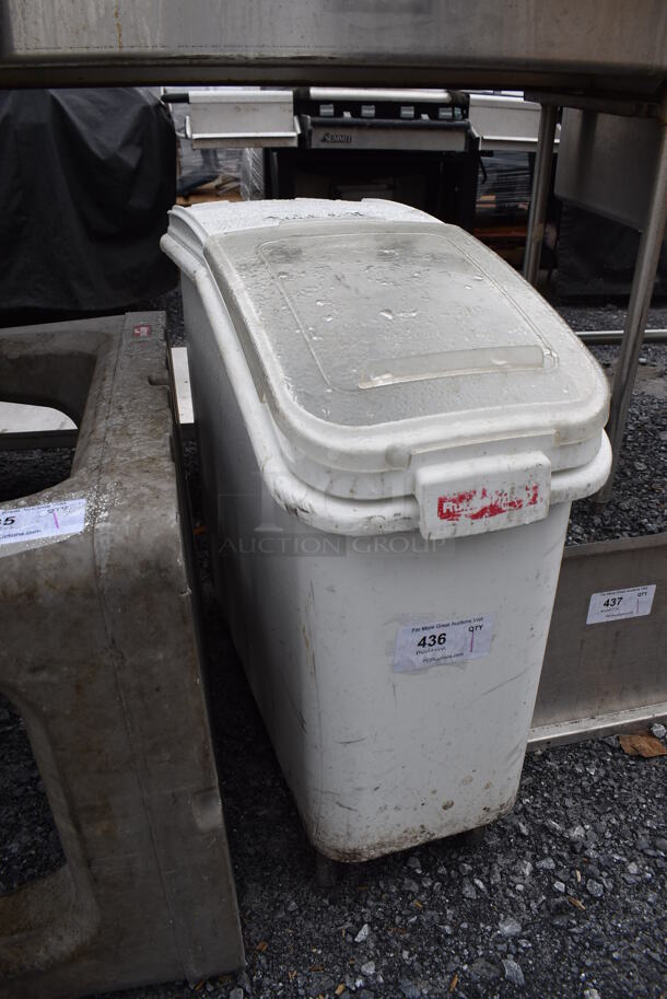 Rubbermaid White Poly Ingredient Bin on Commercial Casters. 13x29x29 - Image 2 of 4