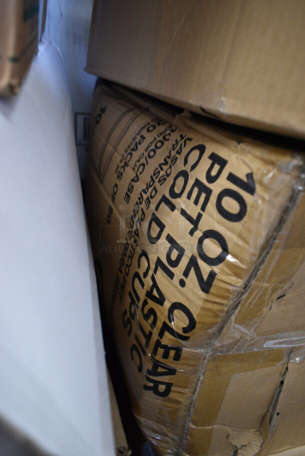 PALLET LOT of 20 BRAND NEW Boxes Including 164CUSHVYCN1 Lancaster Table & Seating Vineyard Series 1" Canvas Chair and Bar Stool Cushion with Ties, Dart 85HT3R 8" x 8" x 3" White Foam Three-Compartment Square Take Out Container with Perforated Hinged Lid - 200/Case, RNP32-162388 Pelicans Snoball Cups, 485WJ7RWH Choice 7 3/4" Jumbo White and Red Wrapped Straw - 12000/Case, Dart 12B32 12 oz. Insulated White Customizable Foam Container - 1000/Case, 245CPB20WHT White Corrugated Pizza Box. 20 Times Your Bid! - Image 3 of 12