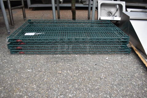 Disassembled Polycoated Rack Shelving Unit In Green With Legs 