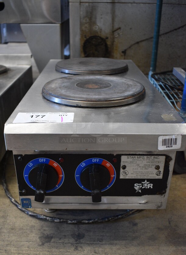 Star Model 502FA Stainless Steel Commercial Countertop 2 Burner Range. 208/240 Volts, 1 Phase. 12x26x13