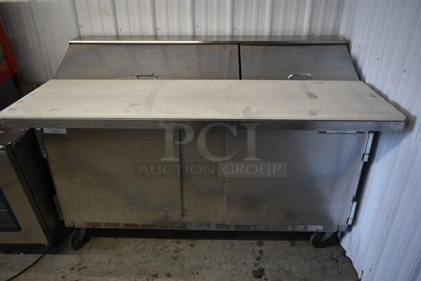 Beverage Air SUR60-16C Stainless Steel Commercial Sandwich Salad Prep Table Bain Marie Mega Top on Commercial Casters. 115 Volts, 1 Phase. Tested and Powers On But Does Not Get Cold - Image 1 of 8