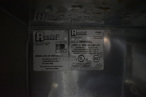 Randell DPM102L Stainless Steel Commercial Prep Table on Commercial Casters. 115 Volts, 1 Phase. 102x34x51. Tested and Powers On But Does Not Get Cold - Image 12 of 12