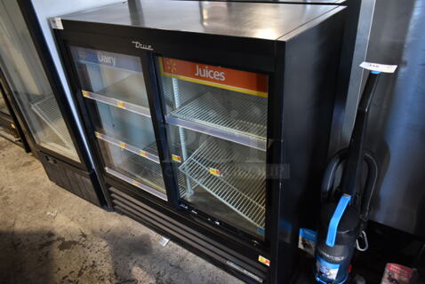 2019 True GDM-41SL-48-HC-LD Metal Commercial 2 Door Reach In Cooler Merchandiser w/ Poly Coated Racks. 115 Volts, 1 Phase. Tested and Working!
