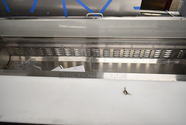 BRAND NEW SCRATCH AND DENT! 2024 Avantco 178APT71HC Stainless Steel Commercial 70" 3 Door Refrigerated Sandwich Prep Table on Commercial Casters. 115 Volts, 1 Phase. Tested and Working!  - Image 10 of 12