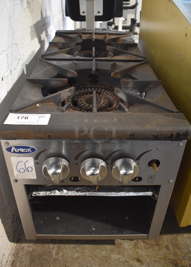 Atosa Stainless Steel Commercial Countertop Natural Gas Powered 2 Burner Range. 18x44x23